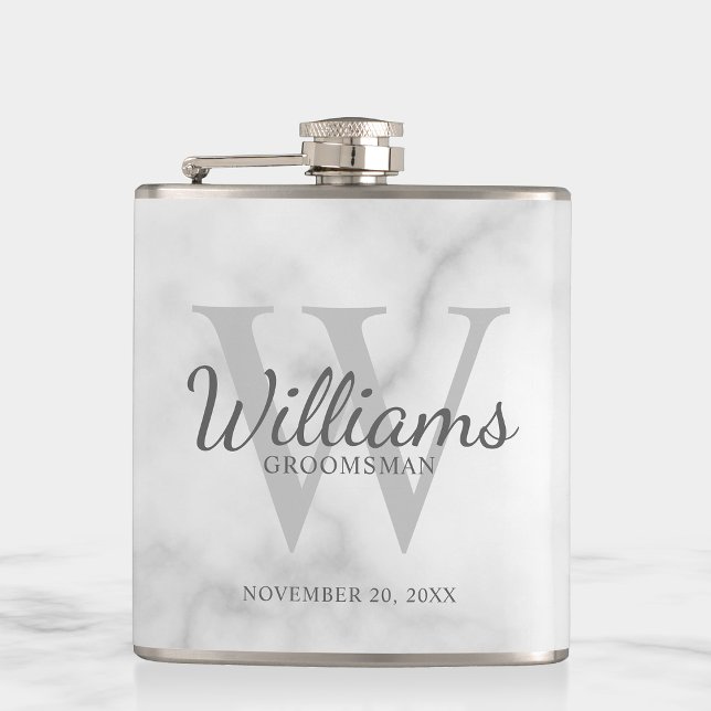 Personalized Script Groomsmen's name and Monogram  Flask (Creator Uploaded)