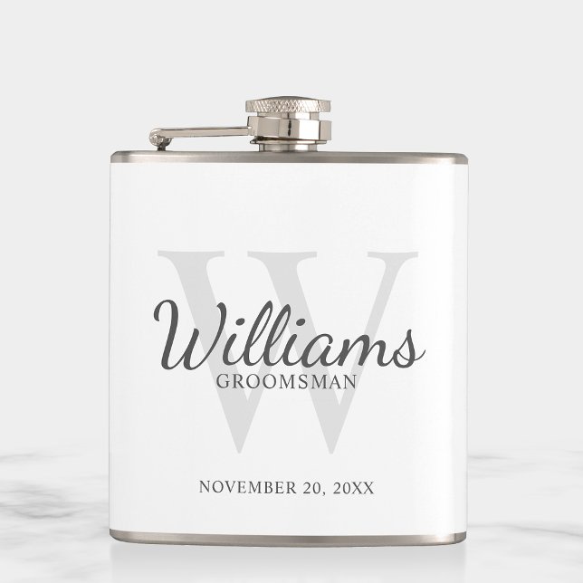 Personalized Script Groomsmen's name and Monogram Flask (Creator Uploaded)