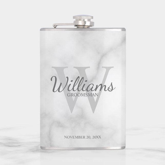 Personalized Script Groomsmen's name and Monogram Flask (Creator Uploaded)