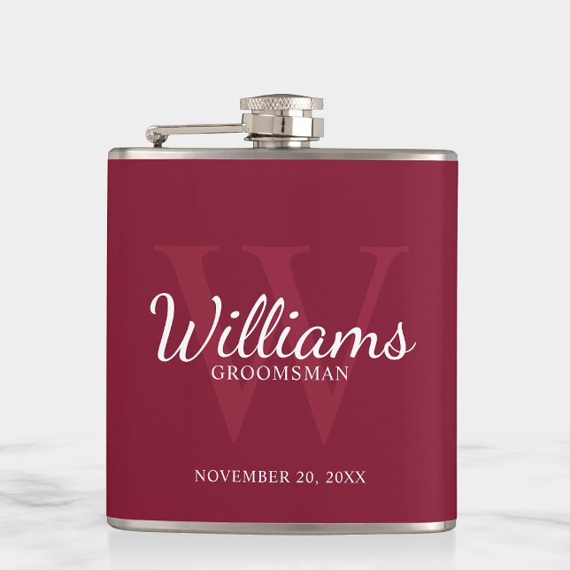 Personalized Script Groomsmen's name and Monogram  Flask (Creator Uploaded)
