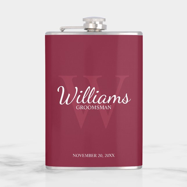 Personalized Script Groomsmen's name and Monogram Flask (Creator Uploaded)
