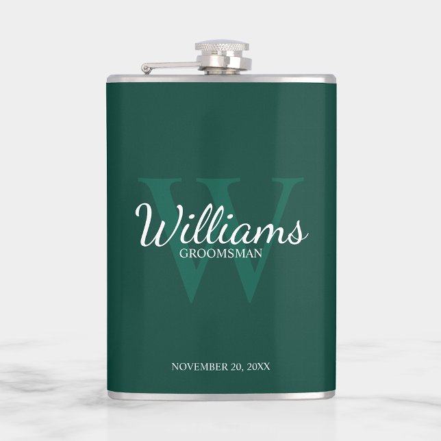 Personalized Script Groomsmen's name and Monogram Flask (Creator Uploaded)