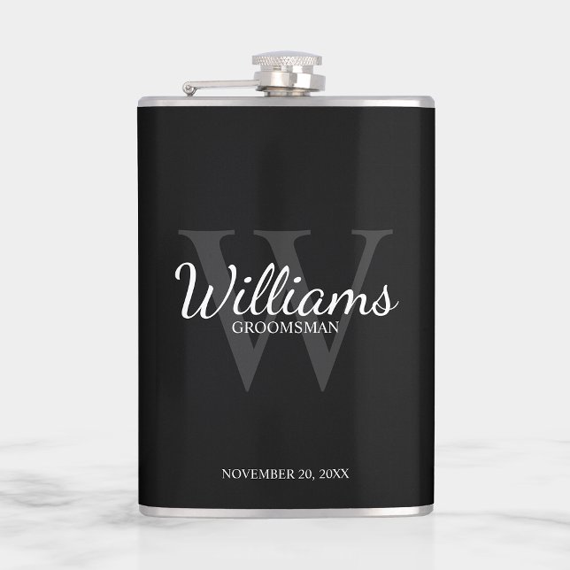 Personalized Script Groomsmen's name and Monogram Flask (Creator Uploaded)