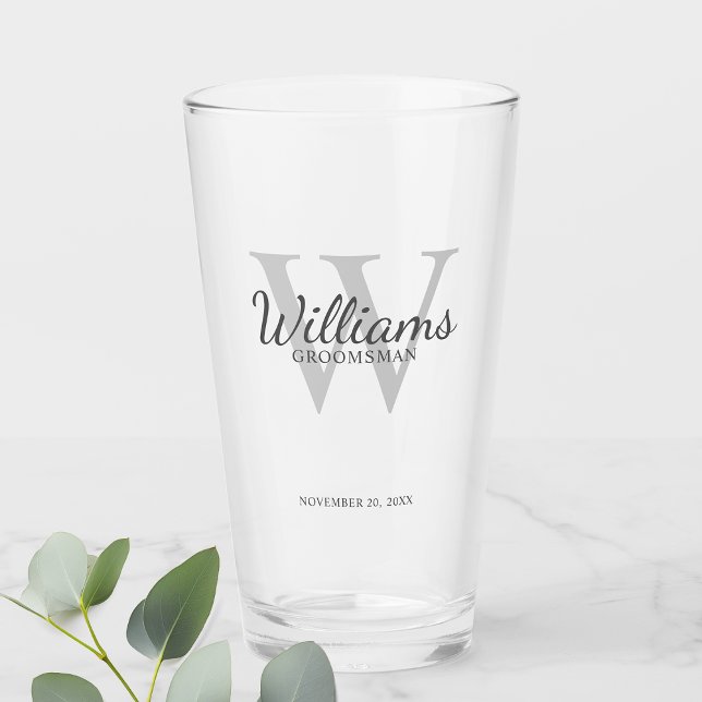 Personalized Script Groomsmen's name and Monogram Glass (Creator Uploaded)