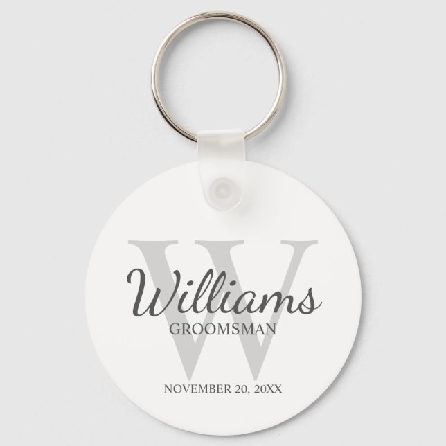 Personalized Script Groomsmen's name and Monogram  Keychain (Front)
