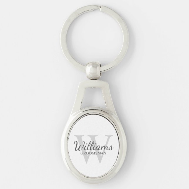 Personalized Script Groomsmen's name and Monogram  Keychain (Front)