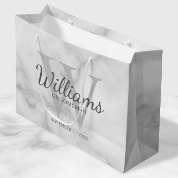 Personalized Script Groomsmen's Name And Monogram  Large Gift Bag by manadesignco at Zazzle