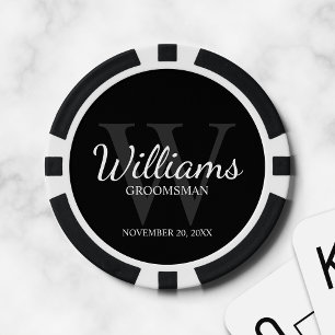 Personalized Script Groomsmen's name and Monogram Poker Chips