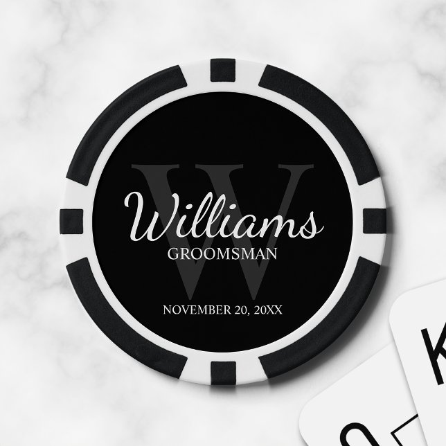 Personalized Script Groomsmen's name and Monogram Poker Chips (Creator Uploaded)