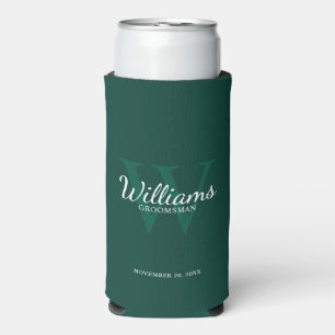 Personalized Script Groomsmen's name and Monogram  Seltzer Can Cooler