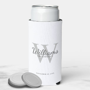 Personalized Script Groomsmen's name and Monogram  Seltzer Can Cooler
