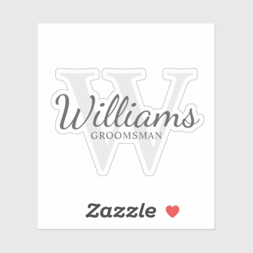 Personalized Script Groomsmens Name and Monogram Sticker