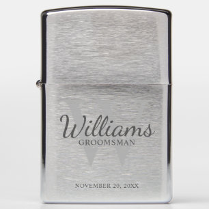 Personalized Script Groomsmen's name and Monogram Zippo Lighter