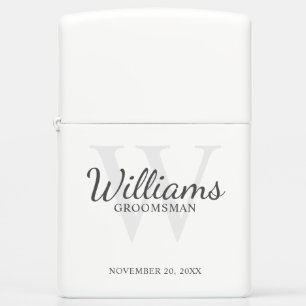 Personalized Script Groomsmen's name and Monogram Zippo Lighter