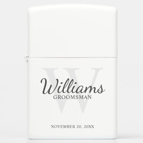 Personalized Script Groomsmens name and Monogram  Zippo Lighter