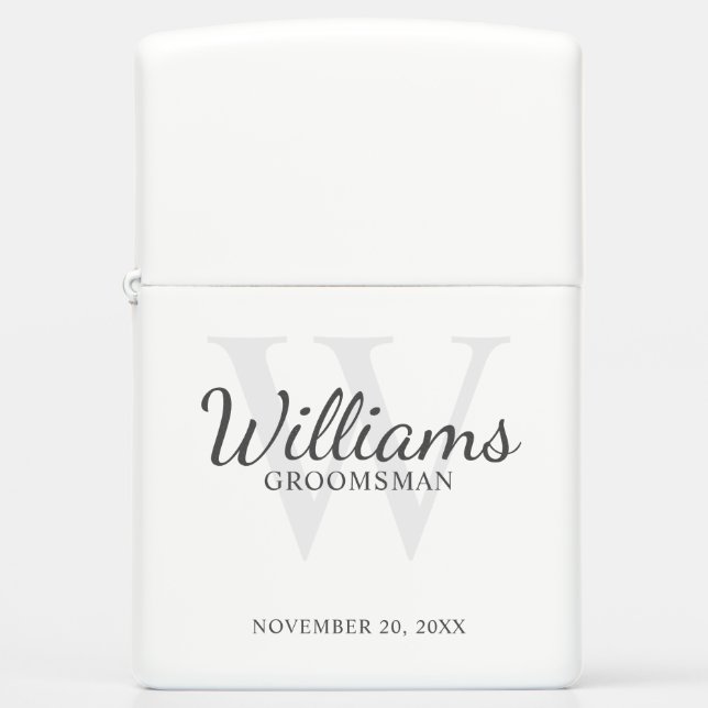 Personalized Script Groomsmen's name and Monogram  Zippo Lighter (Front)