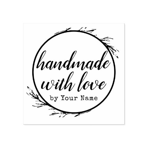 Personalized Script Handmade with Love by Name Rubber Stamp