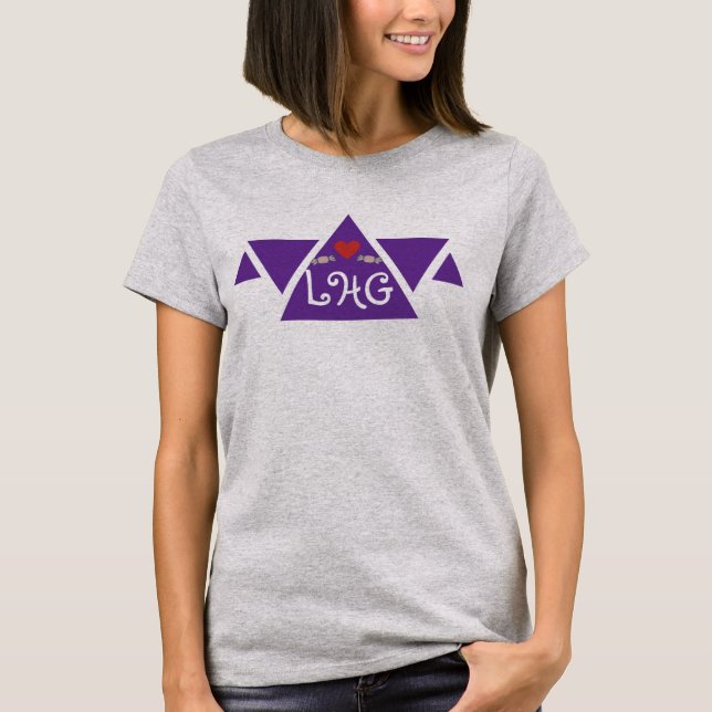 Personalized Script Initials Triangle Heart Women T-Shirt (Front)