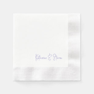 Personalized Script Lavender Names Coined Wedding Napkins