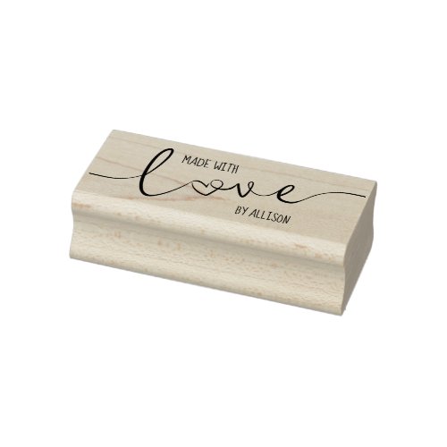 Personalized Script Lettering Made With Love Rubber Stamp