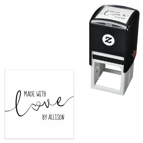 Personalized Script Lettering Made With Love Self_inking Stamp