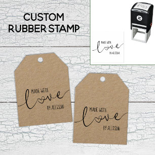 Personalized Script Lettering Made With Love 💕 Self-inking Stamp