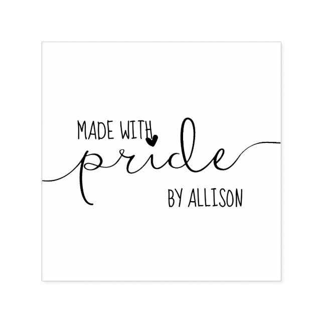 Personalized Script Lettering Made With Pride LGBT Self-inking Stamp (Design)