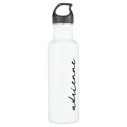 Personalized Script Minimalist Black  White Stainless Steel Water Bottle