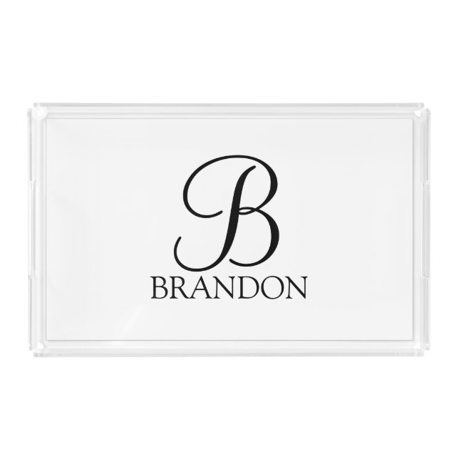 Personalized Script Monogram and Name Acrylic Tray (Front)