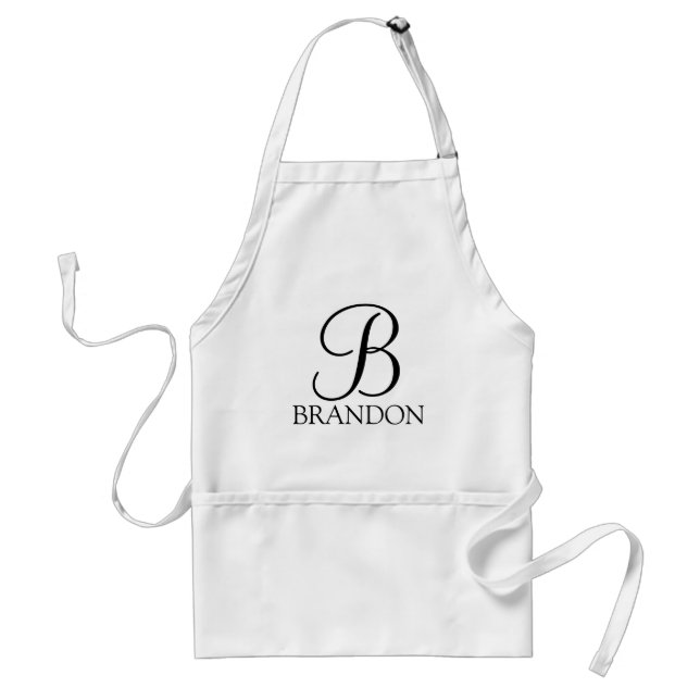 Personalized Script Monogram and Name Adult Apron (Front)