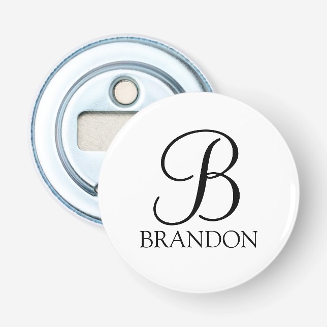 Personalized Script Monogram and Name  Bottle Opener (Front)
