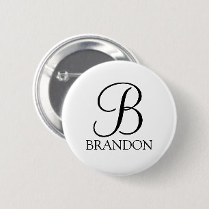 Personalized Script Monogram and Name Button