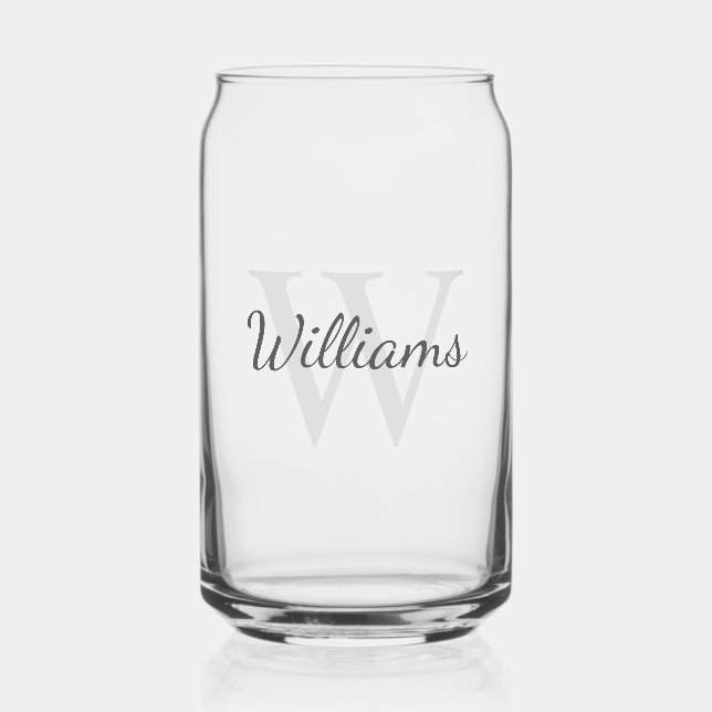 Personalized Script Monogram and Name Can Glass (Front)