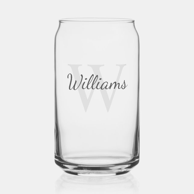 Personalized Script Monogram and Name Can Glass (Front)