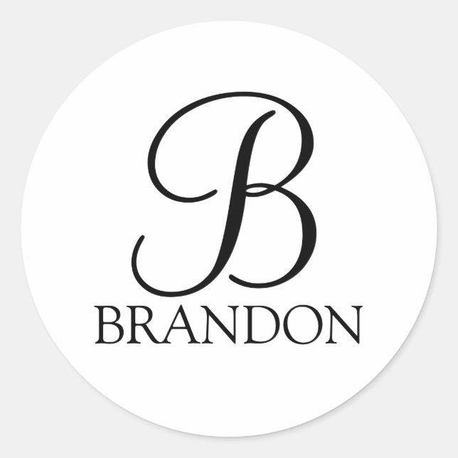 Personalized Script Monogram and Name Classic Round Sticker (Front)