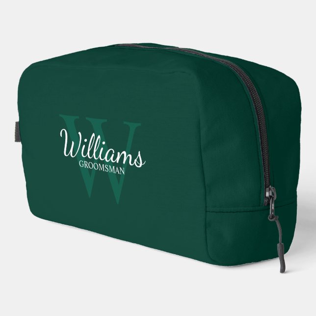 Personalized Script Monogram and Name Groomsmen Dopp Kit (Right Corner)