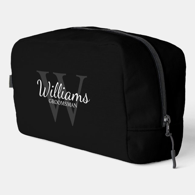 Personalized Script Monogram and Name Groomsmen Dopp Kit (Right Corner)