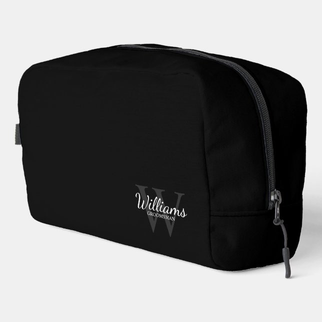 Personalized Script Monogram and Name Groomsmen Dopp Kit (Right Corner)