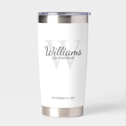 Personalized Script Monogram and Name Groomsmen Insulated Tumbler