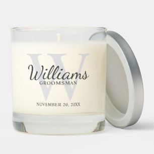 Personalized Script Monogram and Name Groomsmen Scented Candle