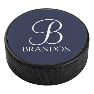 Personalized Script Monogram and Name Hockey Puck