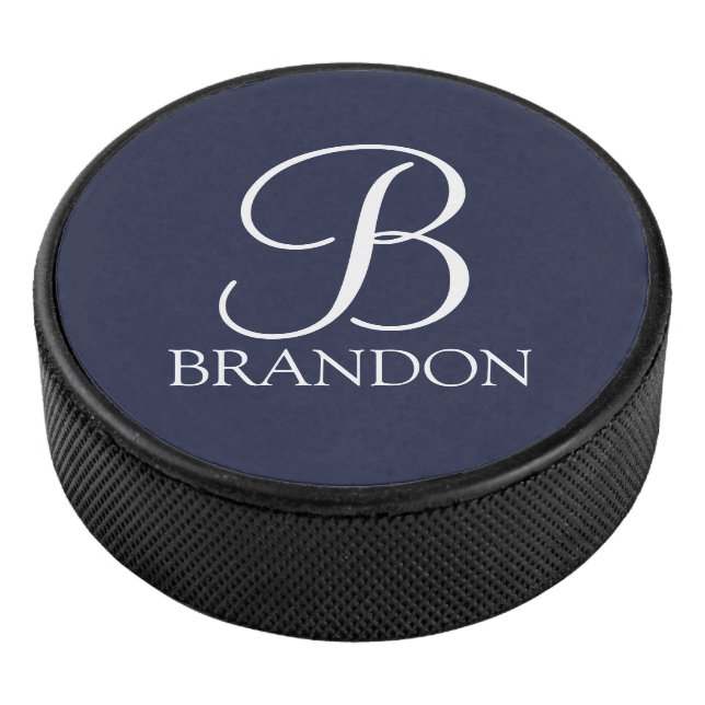 Personalized Script Monogram and Name Hockey Puck (3/4)