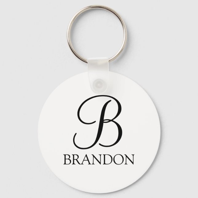Personalized Script Monogram and Name Keychain (Front)
