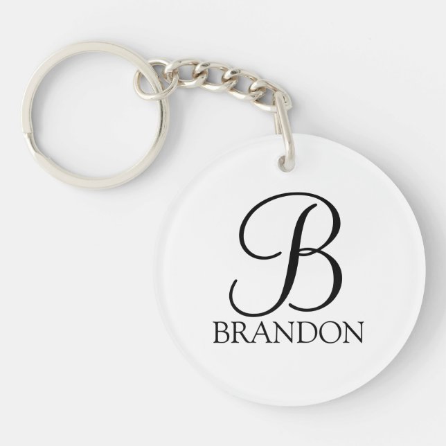 Personalized Script Monogram and Name Keychain (Front)