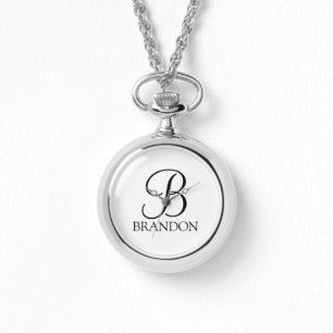 Personalized Script Monogram and Name Keychain Watch