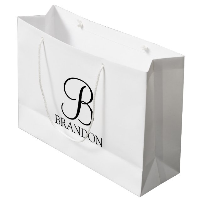 Personalized Script Monogram and Name Large Gift Bag (Front Angled)