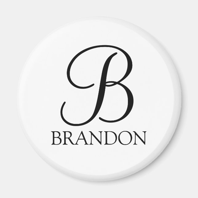 Personalized Script Monogram and Name  Magnet (Front)