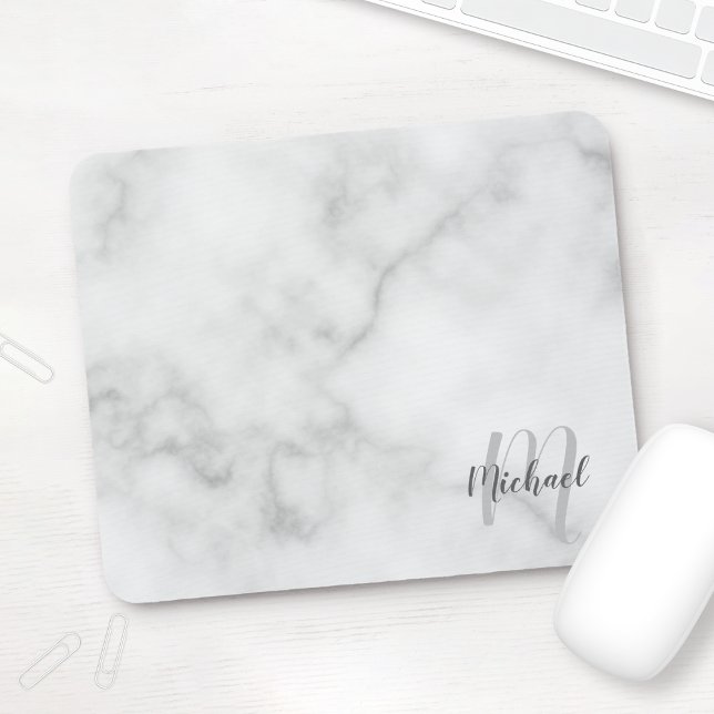 Personalized Script Monogram and Name Marble Look Mouse Pad (Creator Uploaded)