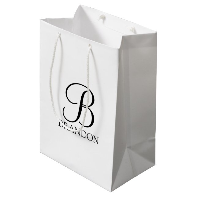 Personalized Script Monogram and Name Medium Gift Bag (Front Angled)