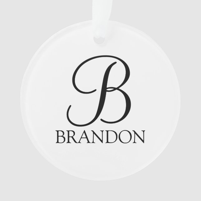Personalized Script Monogram and Name Ornament (Front)